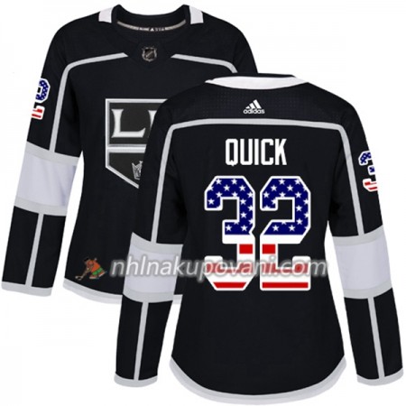 Los Angeles Kings Dresy Jonathan Quick 32 2017-2018 USA Flag Fashion Černá Adidas Authentic - Dámské